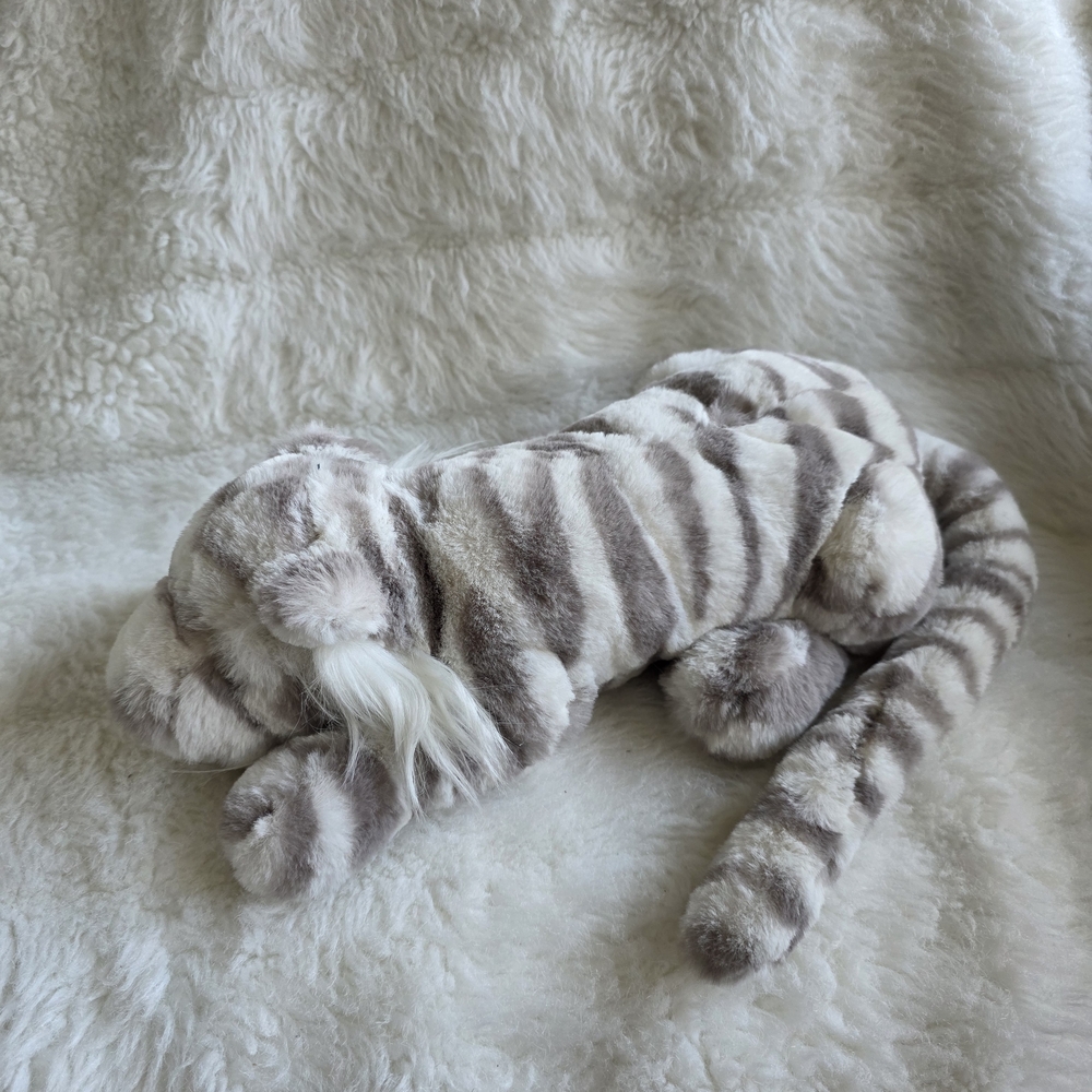Jellycat Cream & Light Gray Striped Plush Cat Toy